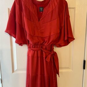 Vince Camuto Vibrant Red Long Sleeve Dress